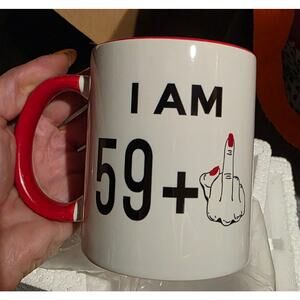 NIB I am 59+1 middle finger coffe mug, 60 birthday or‎ gag gift